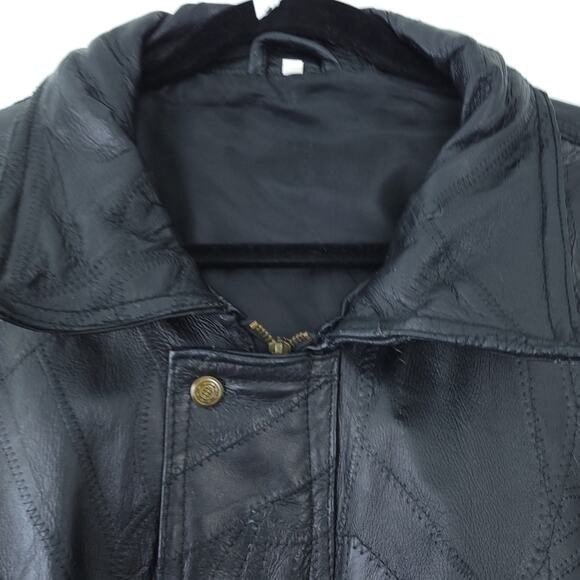 UB Leather Army Bomber Jacket Men XXL, Black, Army Patch, Zip Up Coat Men - Picture 6 of 8